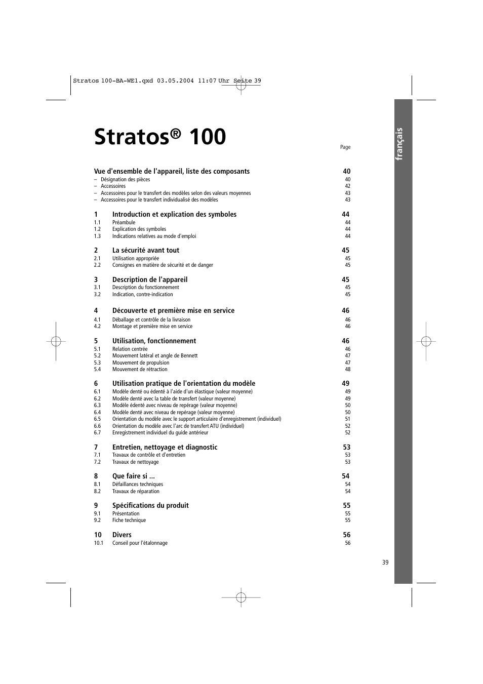 Français, Stratos | Ivoclar Vivadent Stratos 100 User Manual | Page 39 / 92