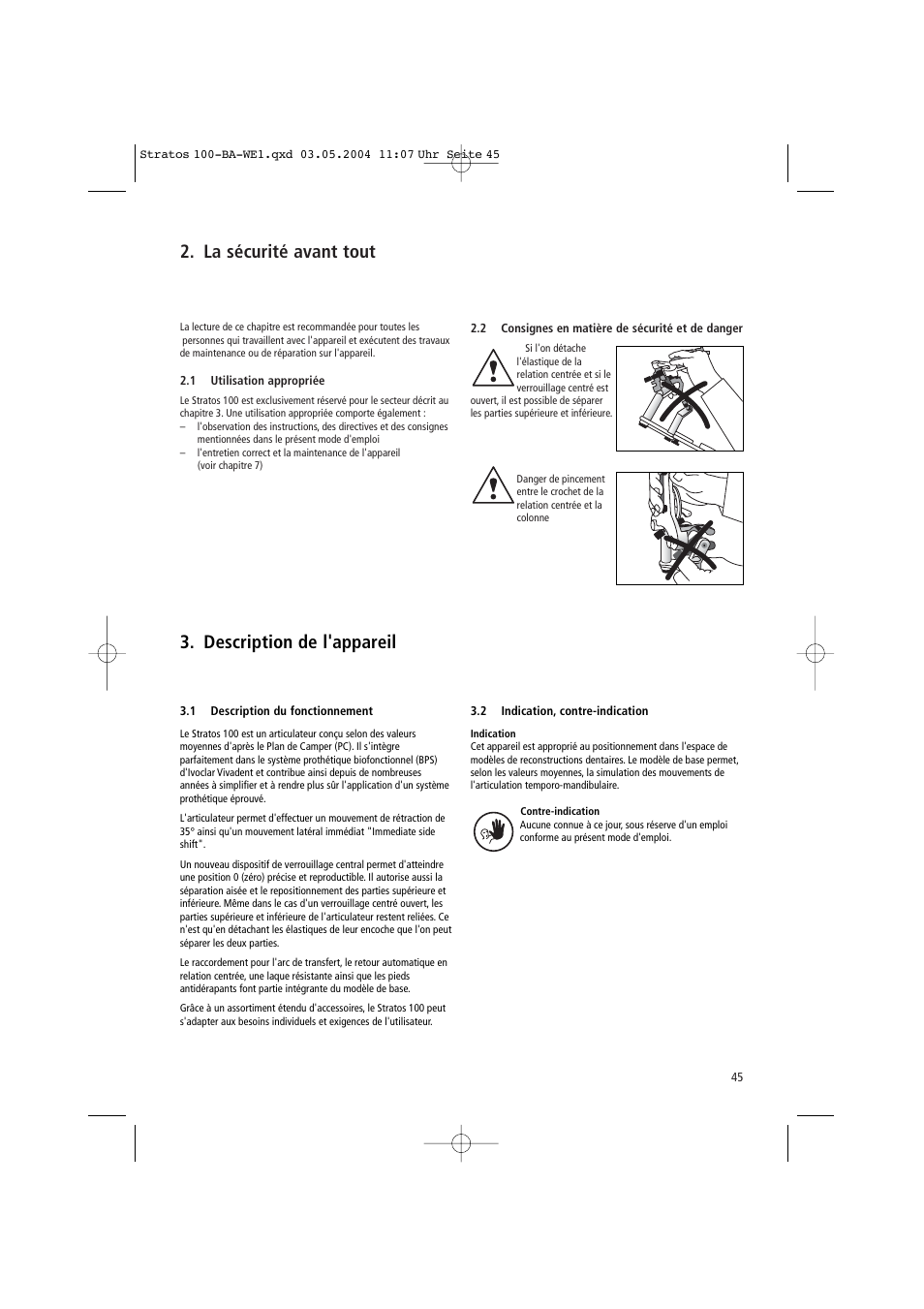 La sécurité avant tout, Description de l'appareil | Ivoclar Vivadent Stratos 100 User Manual | Page 45 / 92
