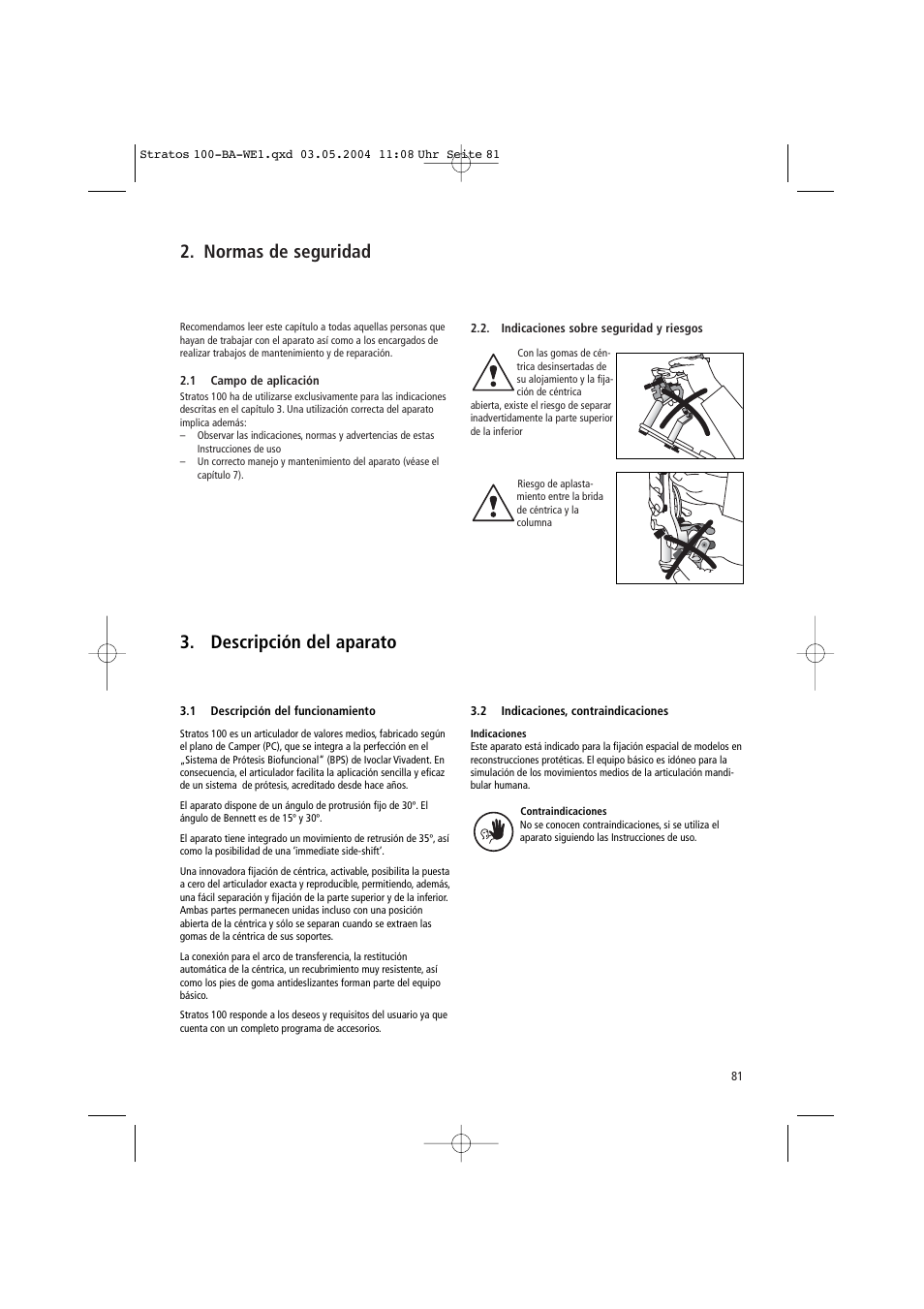 Normas de seguridad, Descripción del aparato | Ivoclar Vivadent Stratos 100 User Manual | Page 81 / 92