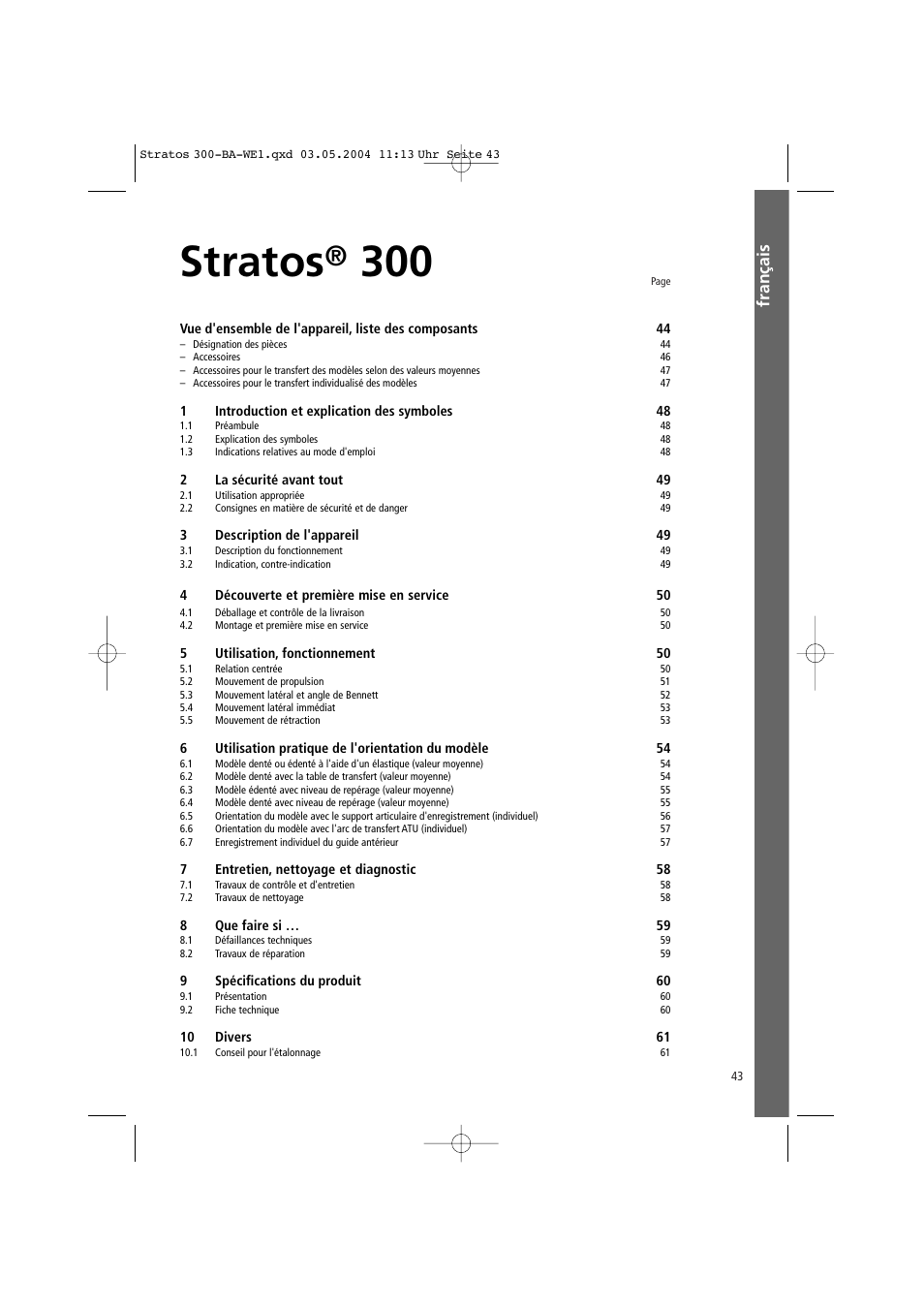 Français, Stratos | Ivoclar Vivadent Stratos 300 User Manual | Page 43 / 104