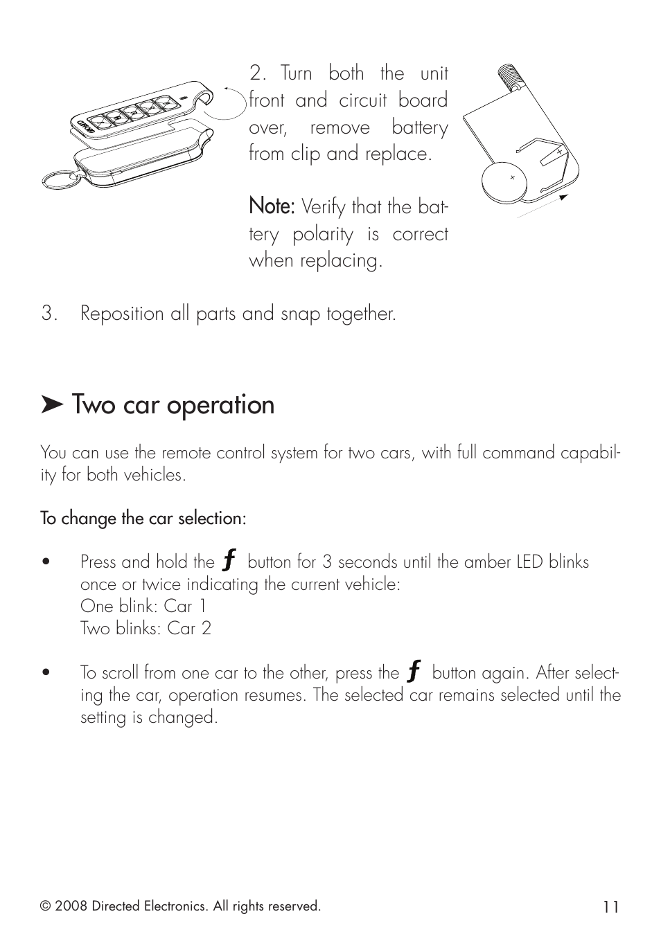 Two car operation | CLIFFORD G4102X User Manual | Page 11 / 40