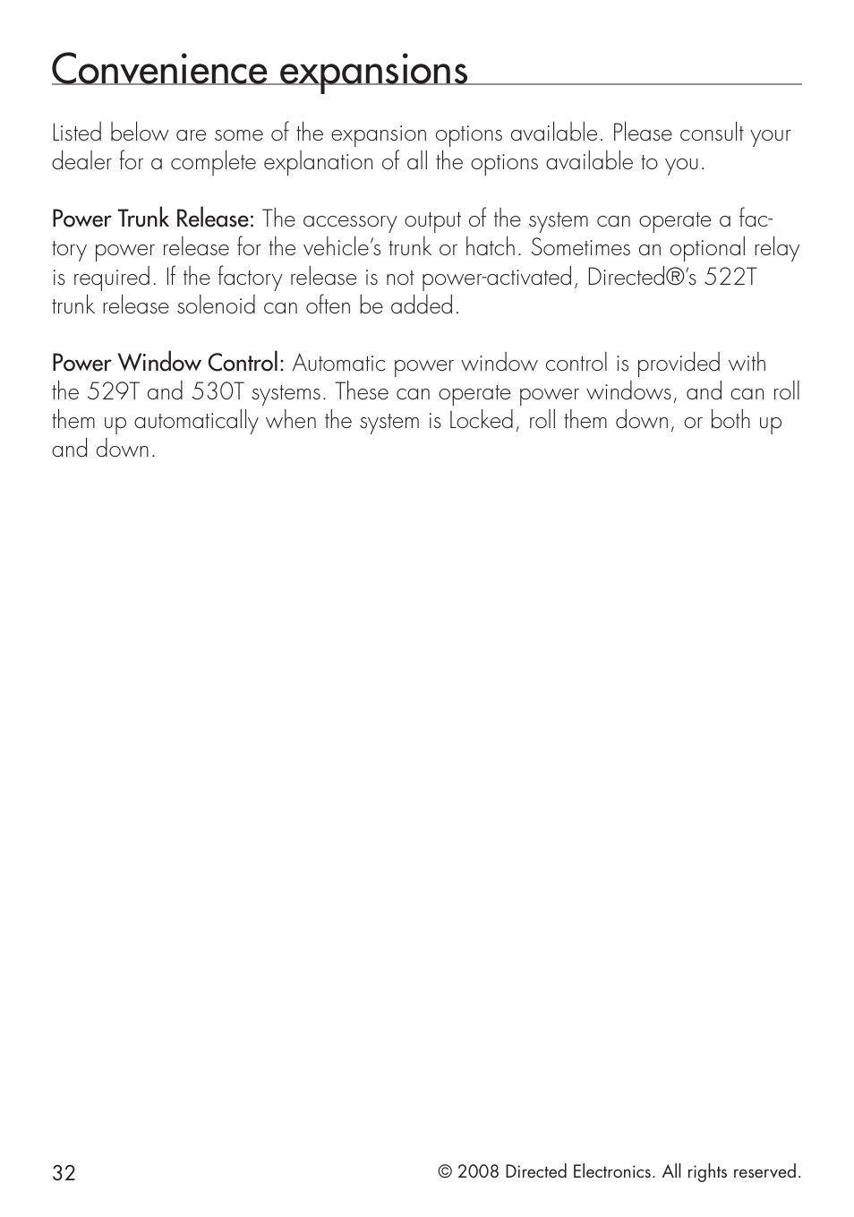 Convenience expansions | CLIFFORD G4102X User Manual | Page 32 / 40