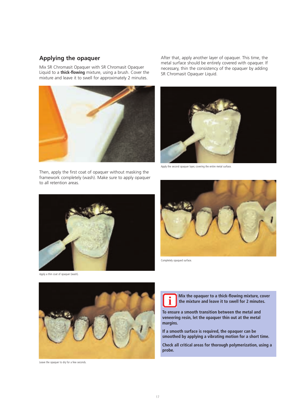 Applying the opaquer | Ivoclar Vivadent SR Chromasit User Manual | Page 17 / 28