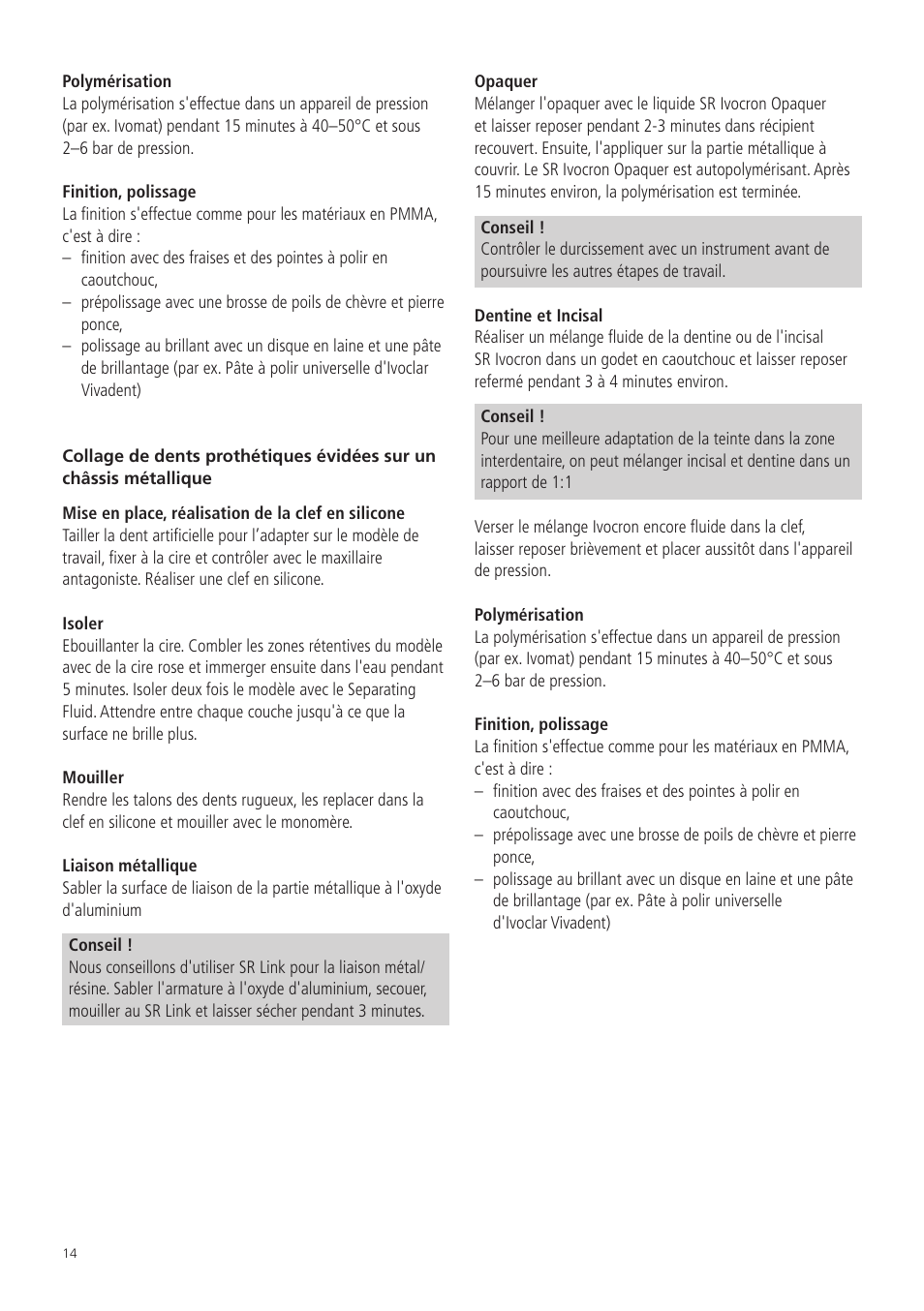 Ivoclar Vivadent SR Ivocron User Manual | Page 14 / 62