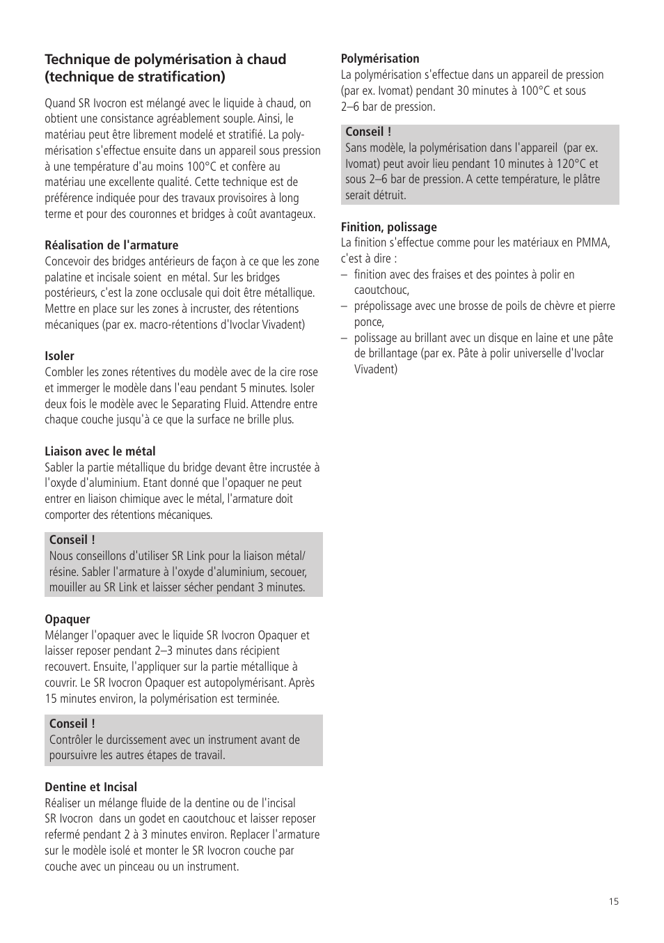 Ivoclar Vivadent SR Ivocron User Manual | Page 15 / 62