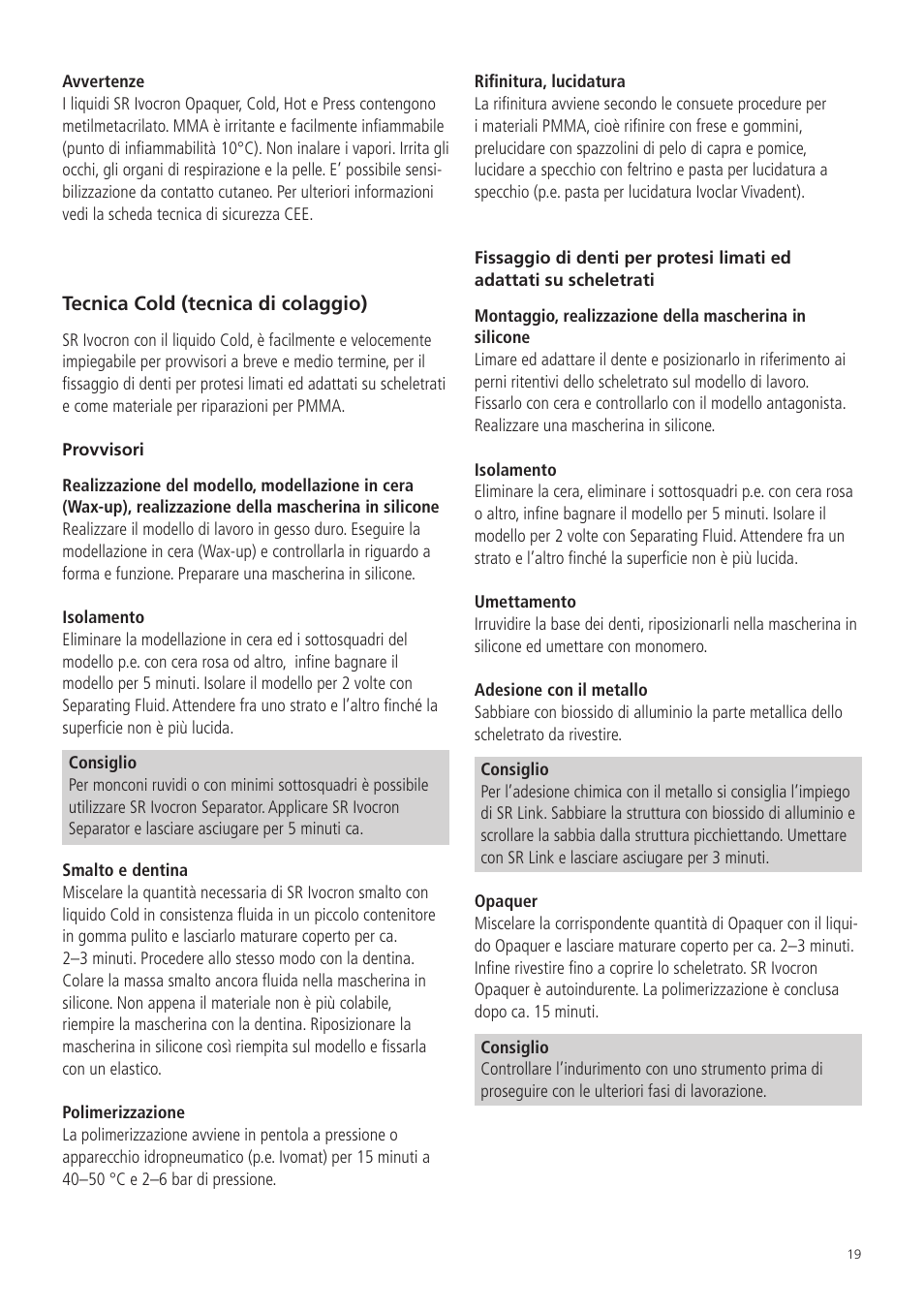 Ivoclar Vivadent SR Ivocron User Manual | Page 19 / 62