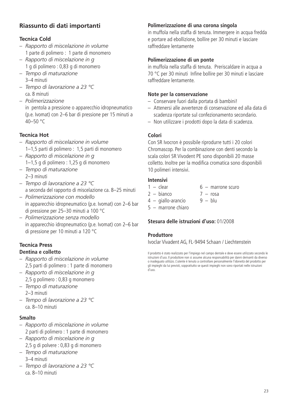 Ivoclar Vivadent SR Ivocron User Manual | Page 23 / 62