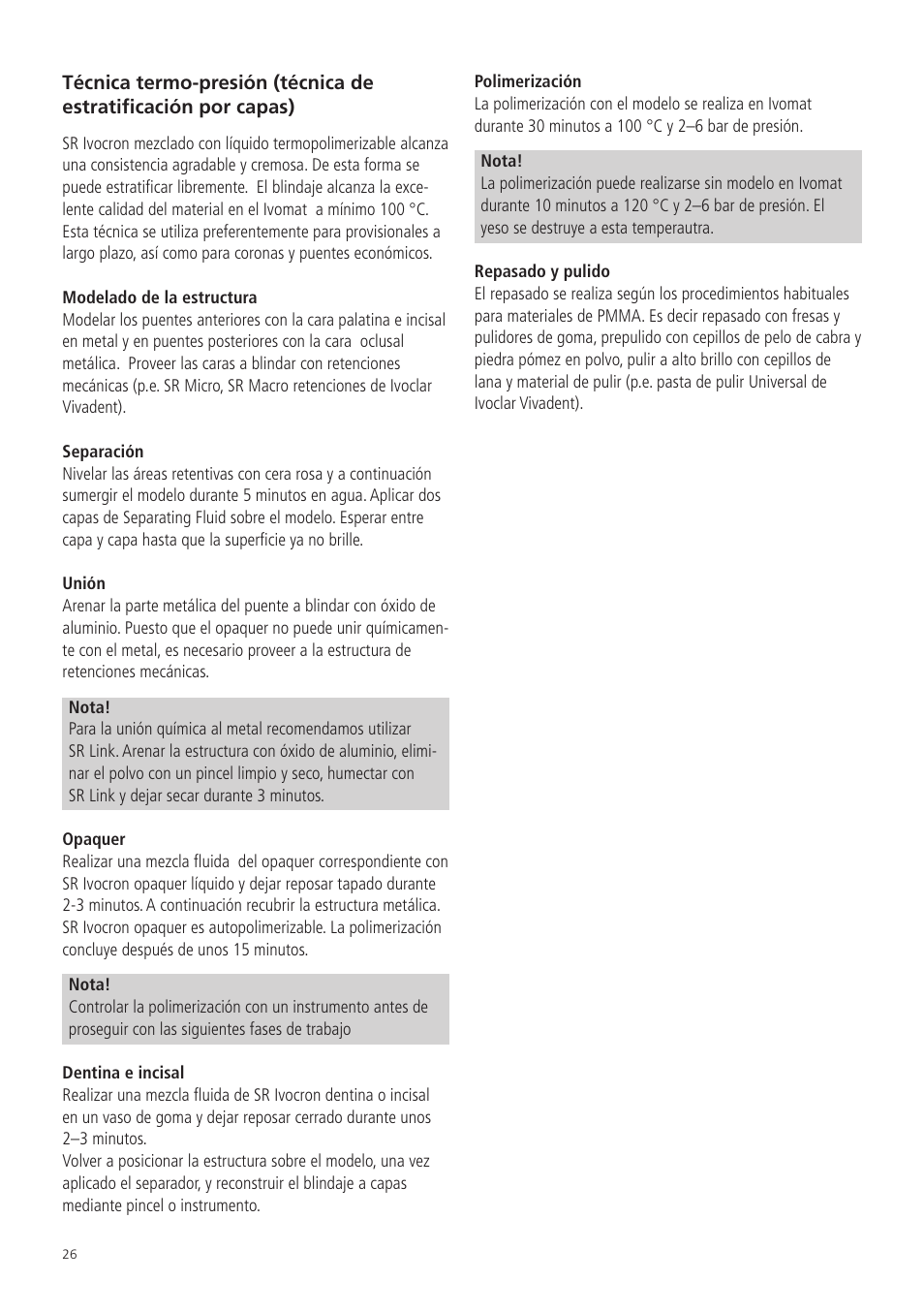 Ivoclar Vivadent SR Ivocron User Manual | Page 26 / 62