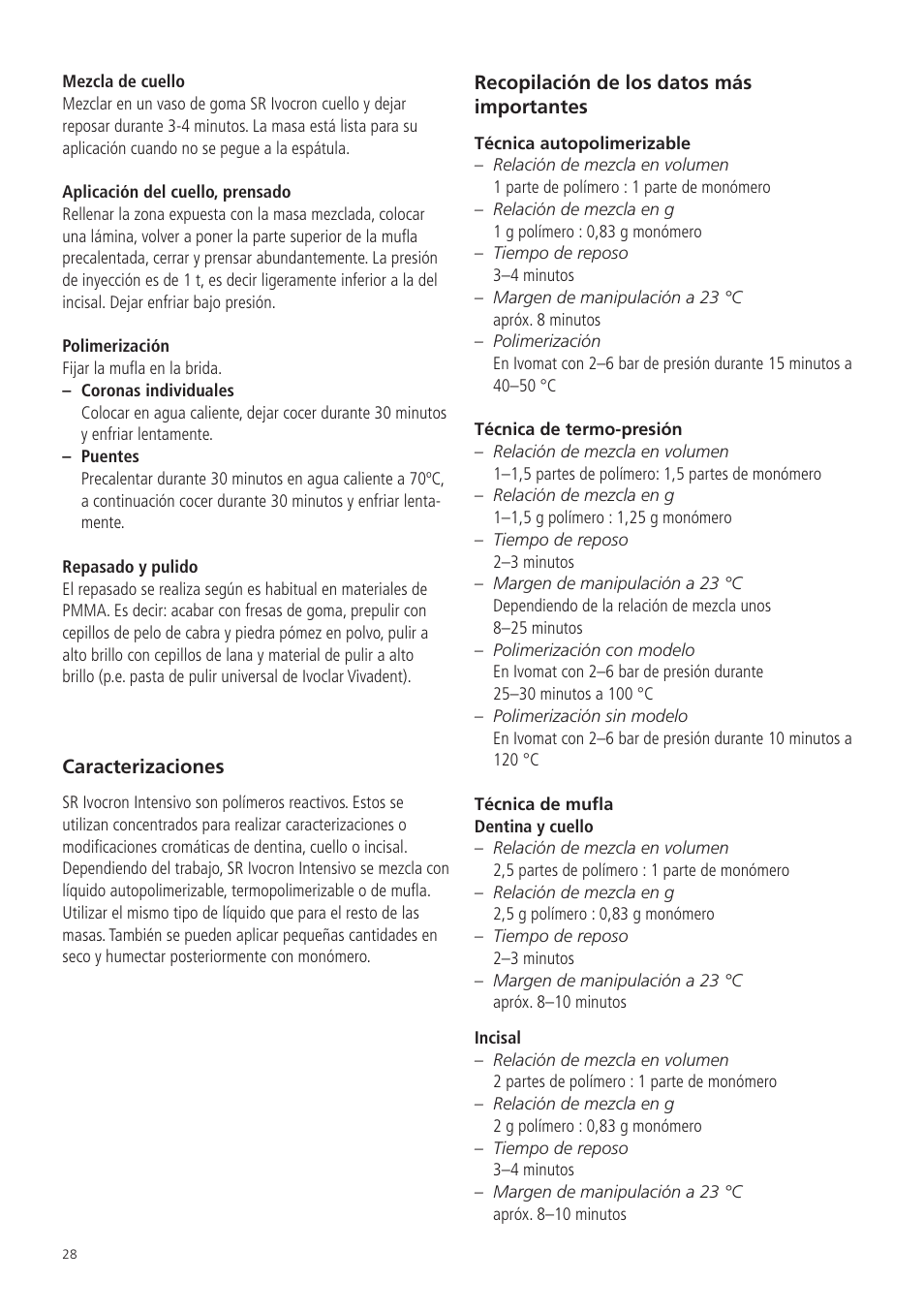 Ivoclar Vivadent SR Ivocron User Manual | Page 28 / 62