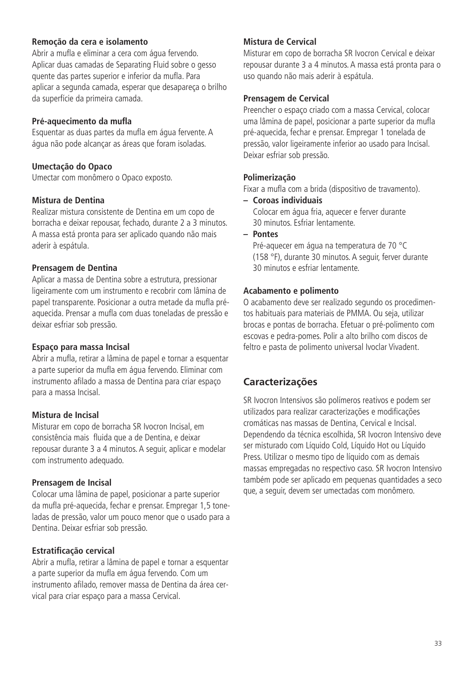 Ivoclar Vivadent SR Ivocron User Manual | Page 33 / 62