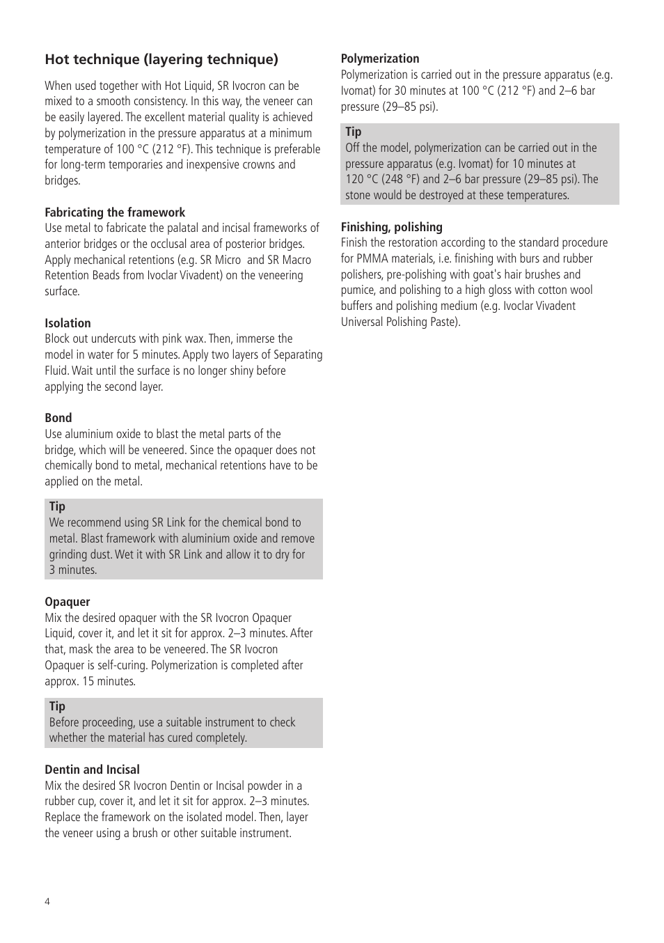 Ivoclar Vivadent SR Ivocron User Manual | Page 4 / 62