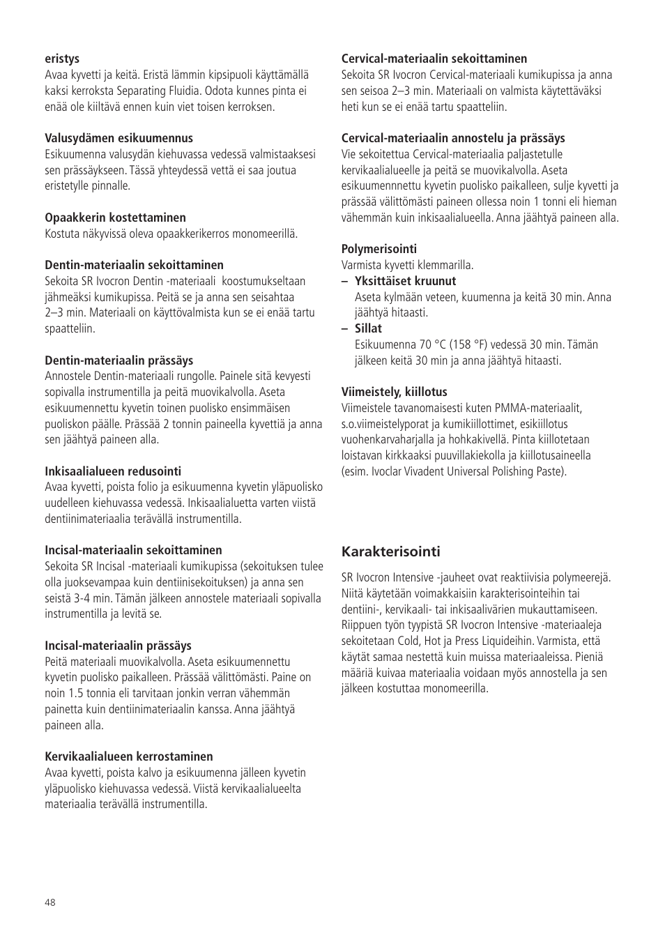 Ivoclar Vivadent SR Ivocron User Manual | Page 48 / 62