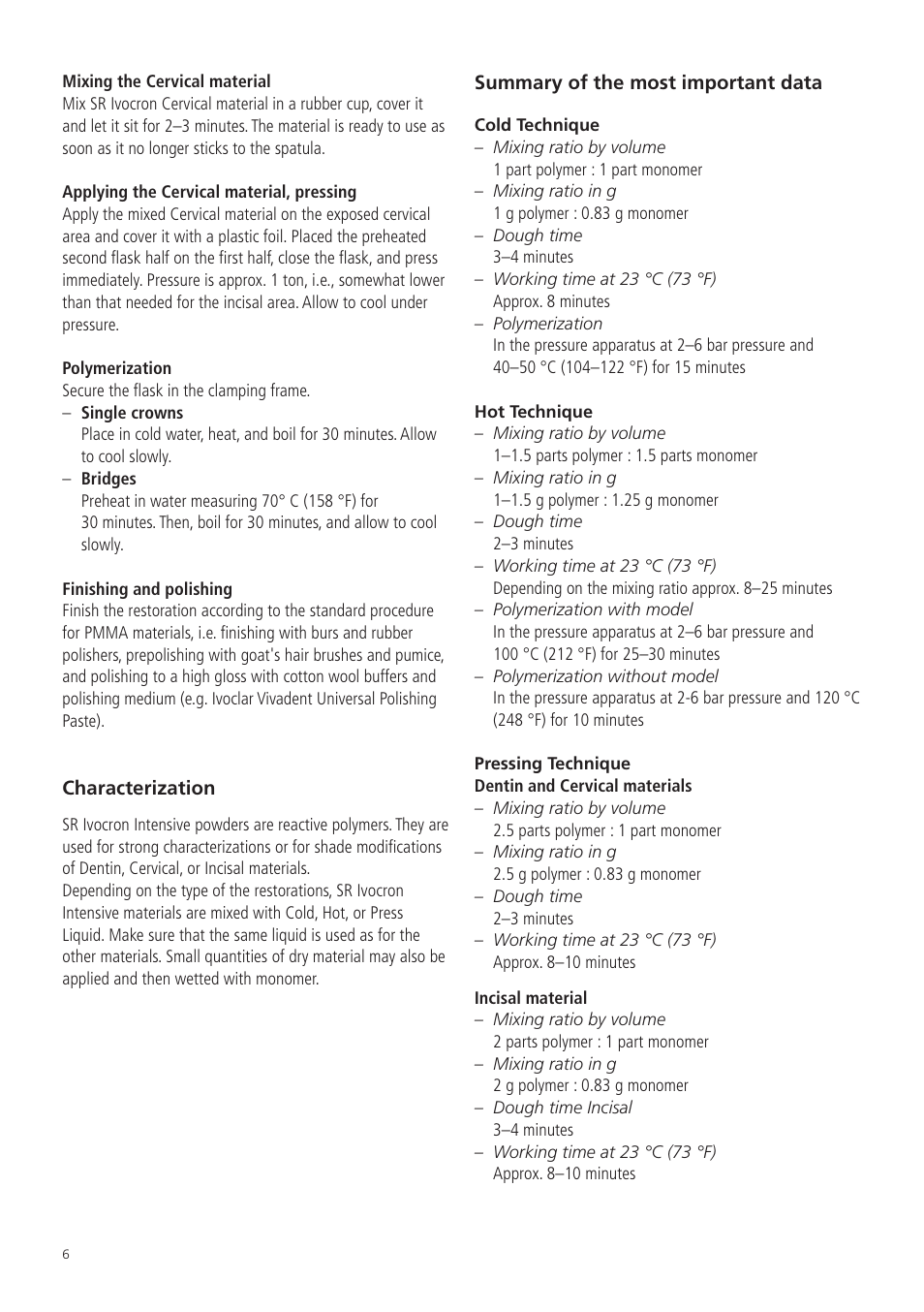 Ivoclar Vivadent SR Ivocron User Manual | Page 6 / 62