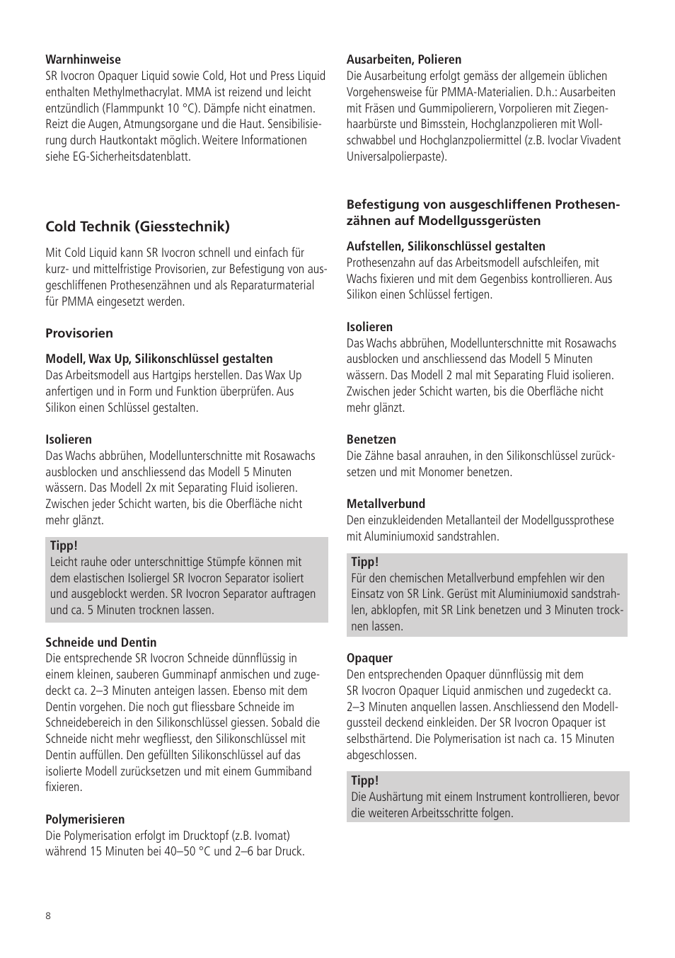 Ivoclar Vivadent SR Ivocron User Manual | Page 8 / 62