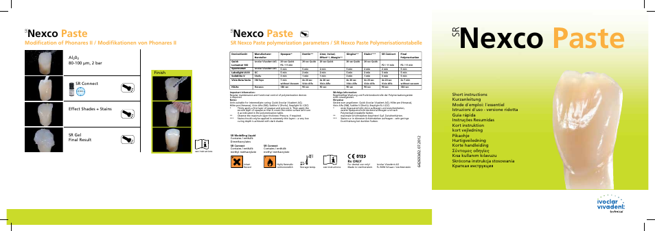 Ivoclar Vivadent SR Nexco Paste short instructions User Manual | 2 pages