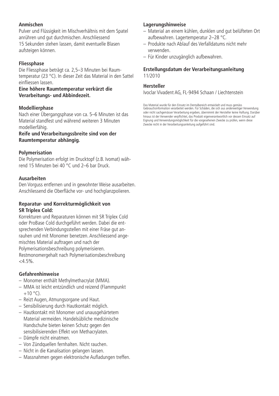 Ivoclar Vivadent SR Triplex Cold User Manual | Page 4 / 19