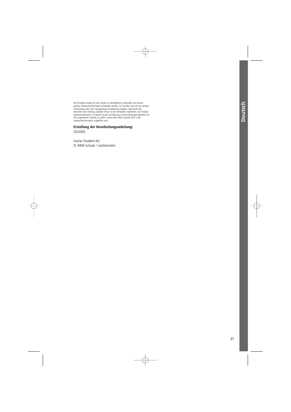 Deutsch | Ivoclar Vivadent SR Vivo TAC User Manual | Page 21 / 64