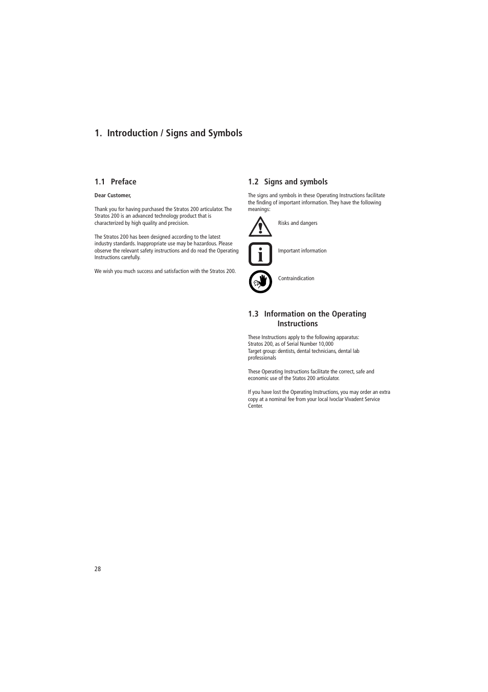 Introduction / signs and symbols | Ivoclar Vivadent Stratos 200 User Manual | Page 7 / 22