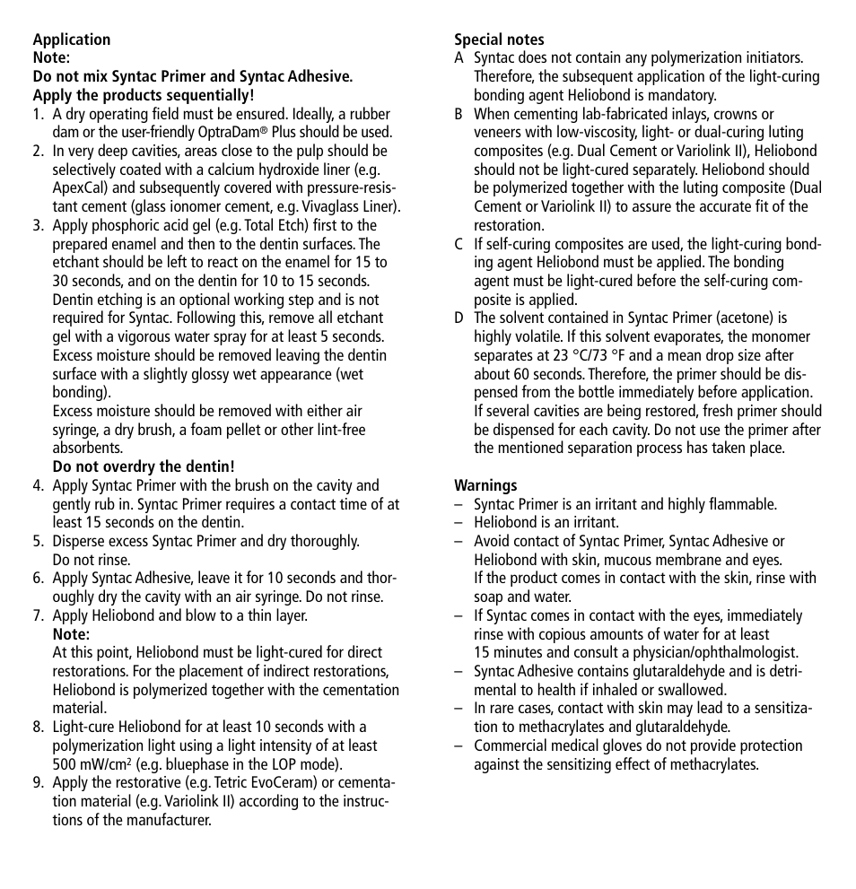 Ivoclar Vivadent Syntac User Manual | Page 2 / 32