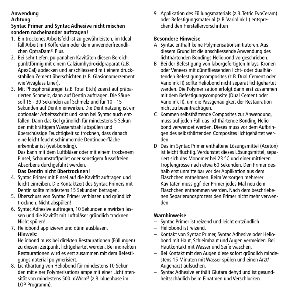 Ivoclar Vivadent Syntac User Manual | Page 4 / 32