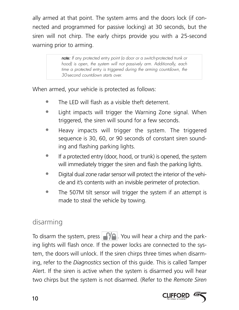 Disarming | CLIFFORD AvantGuard 5.1 User Manual | Page 13 / 53
