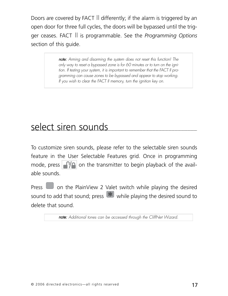 Select siren sounds | CLIFFORD AvantGuard 5.1 User Manual | Page 20 / 53