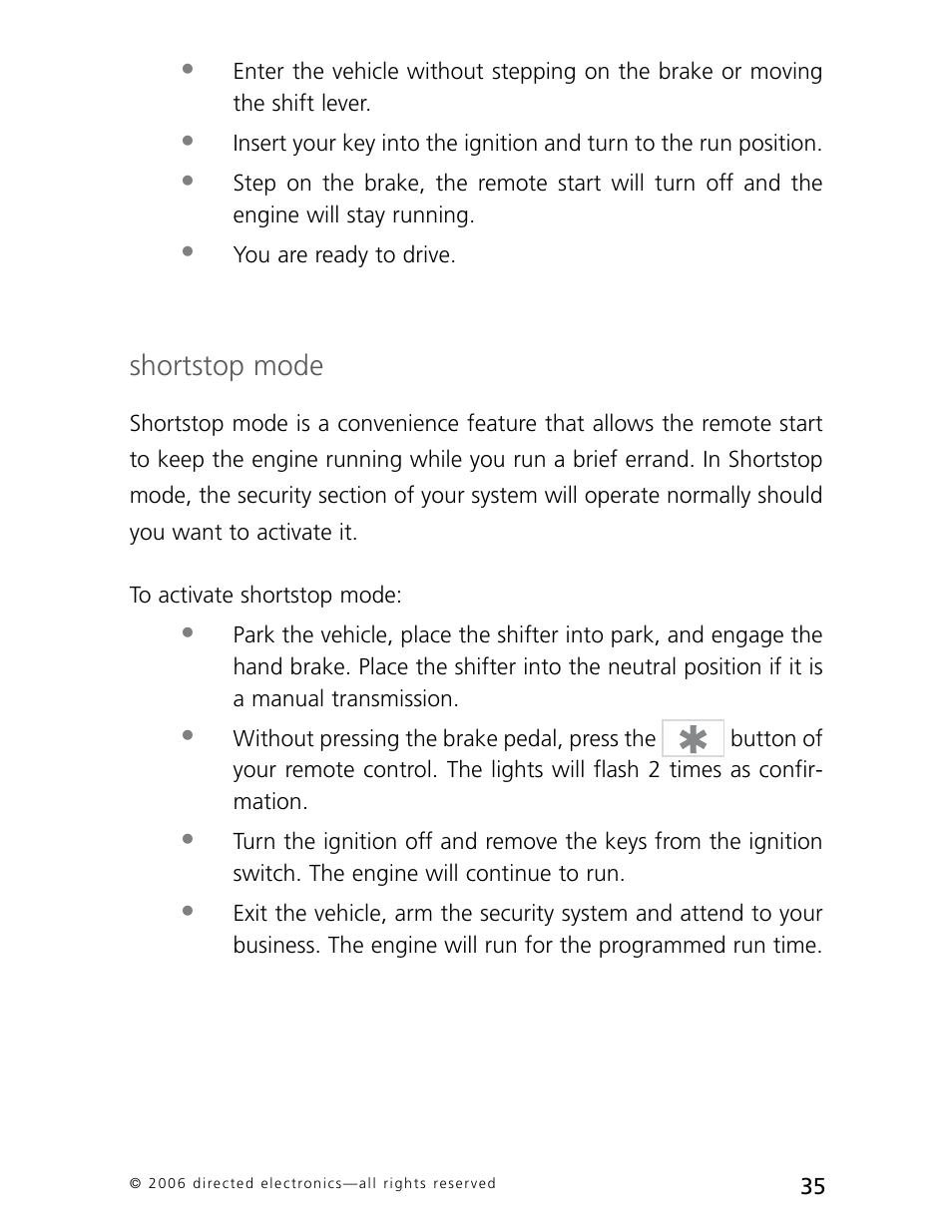 Shortstop mode | CLIFFORD AvantGuard 5.1 User Manual | Page 38 / 53