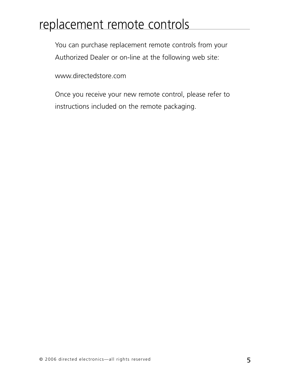 Replacement remote controls | CLIFFORD AvantGuard 5.1 User Manual | Page 8 / 53