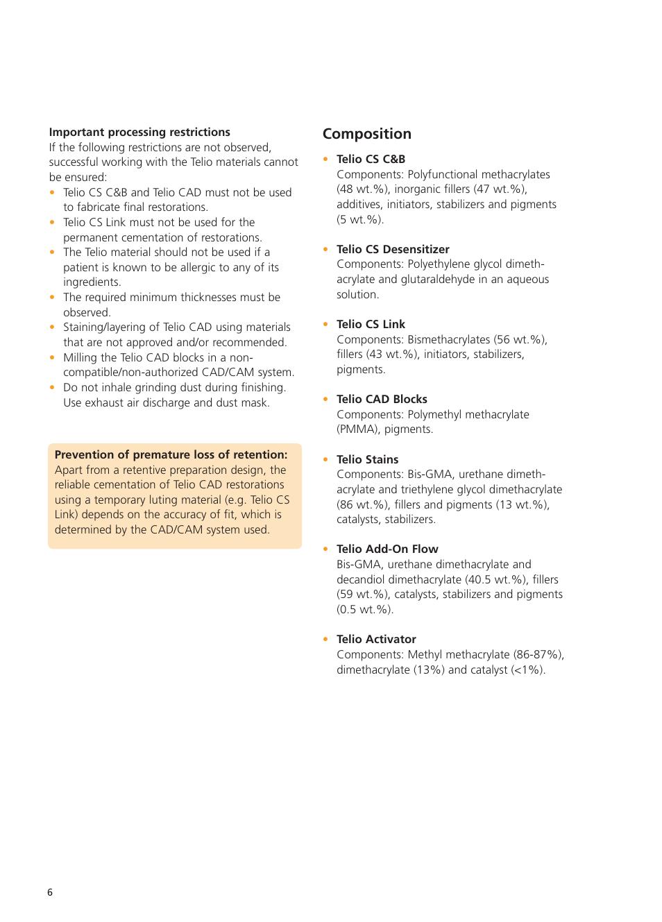 Composition | Ivoclar Vivadent Telio CS User Manual | Page 6 / 36
