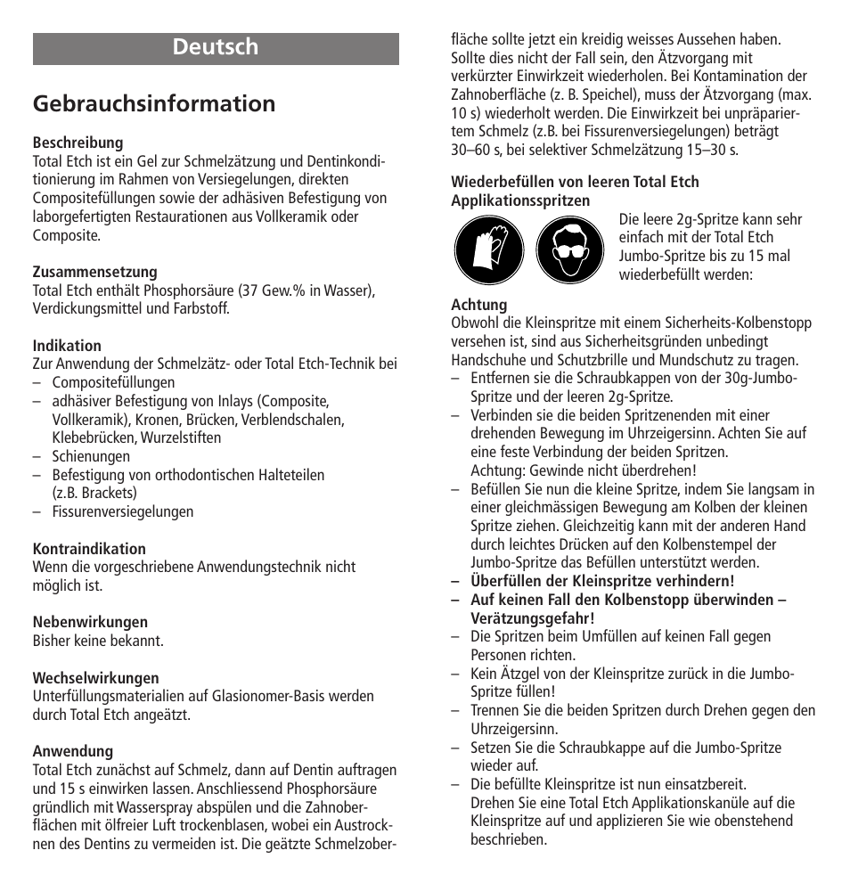 Deutsch, Gebrauchsinformation | Ivoclar Vivadent Total Etch User Manual | Page 3 / 26