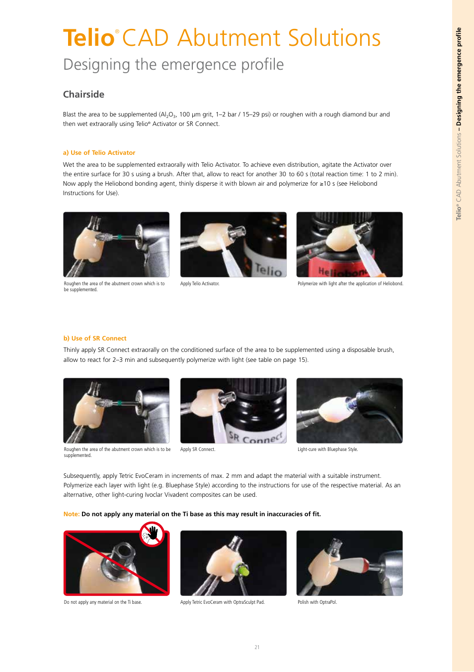 Telio, Cad abutment solutions, Designing the emergence profile | Chairside | Ivoclar Vivadent Telio CAD A16 User Manual | Page 21 / 28