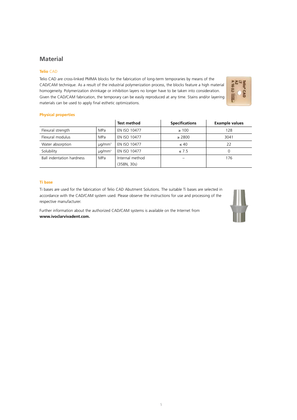 Material | Ivoclar Vivadent Telio CAD A16 User Manual | Page 5 / 28