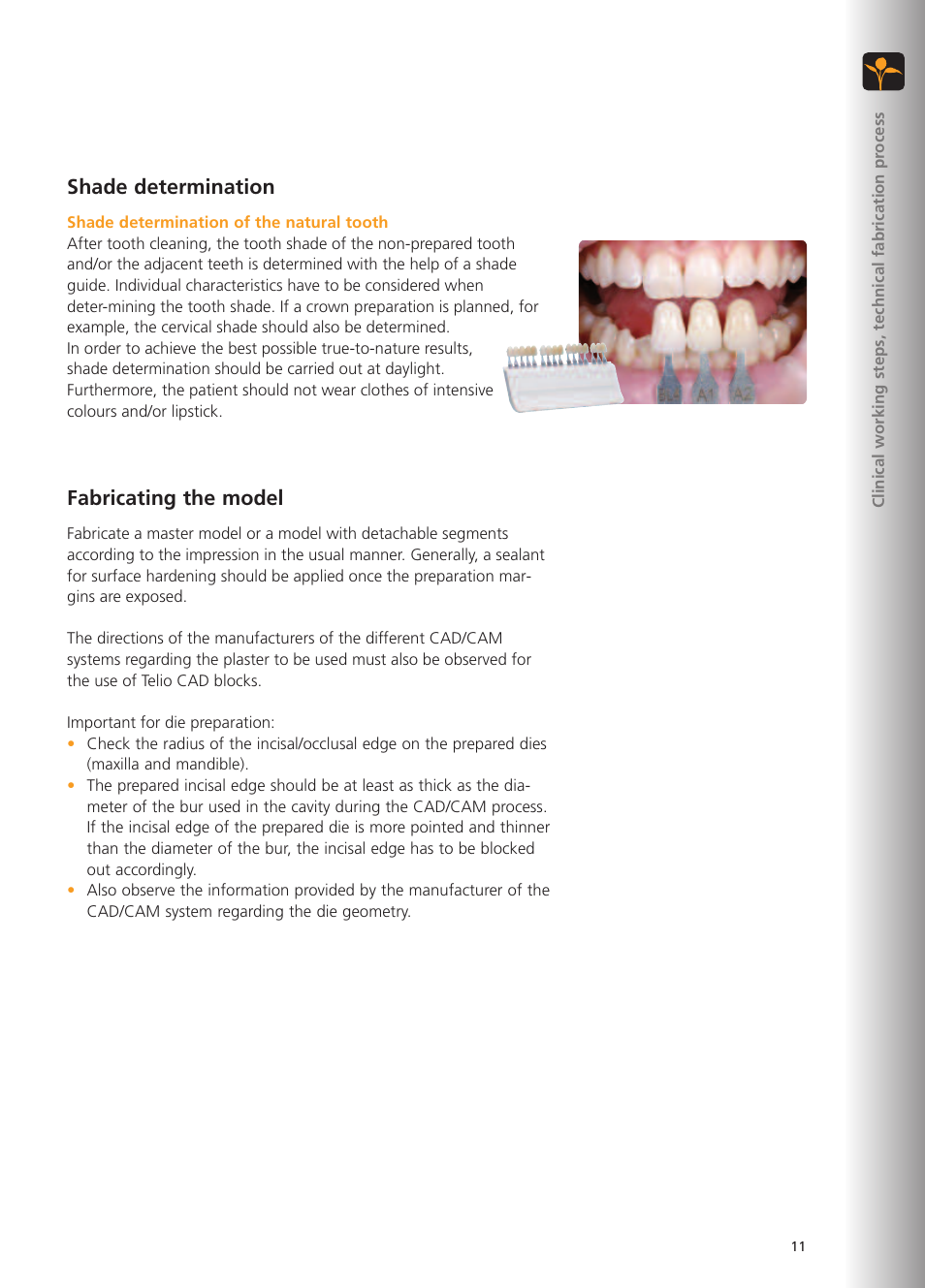 Shade determination, Fabricating the model | Ivoclar Vivadent Telio Lab User Manual | Page 11 / 48