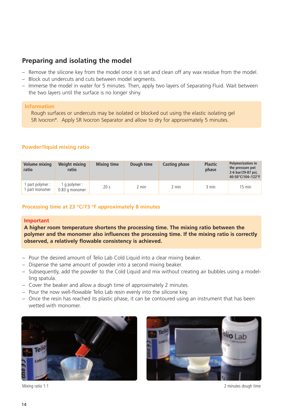 Preparing and isolating the model | Ivoclar Vivadent Telio Lab User Manual | Page 14 / 48