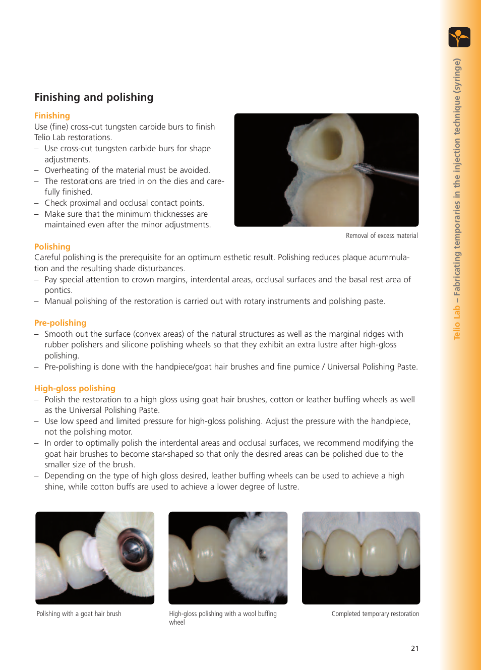 Finishing and polishing | Ivoclar Vivadent Telio Lab User Manual | Page 21 / 48