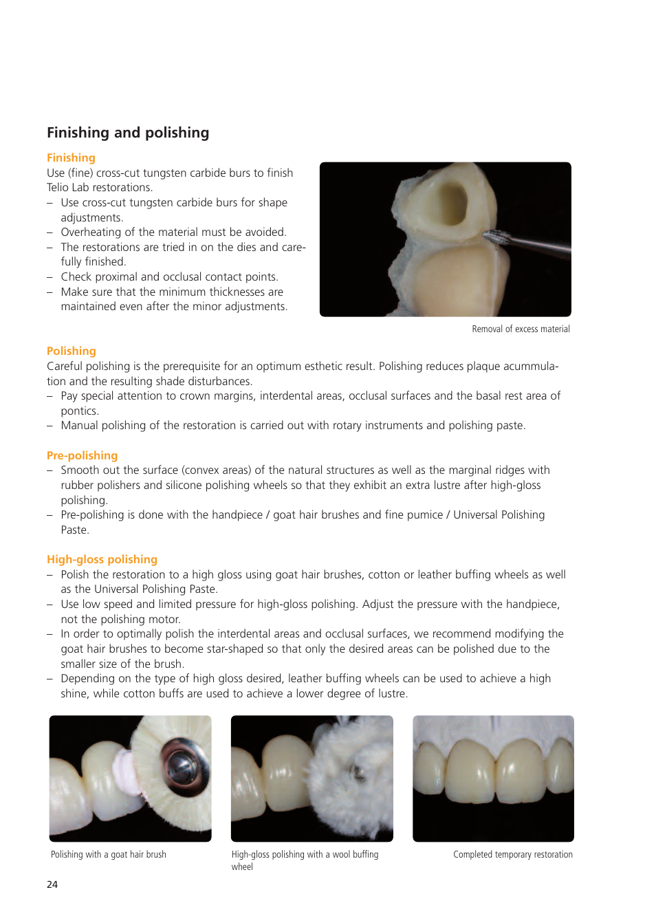 Finishing and polishing | Ivoclar Vivadent Telio Lab User Manual | Page 24 / 48