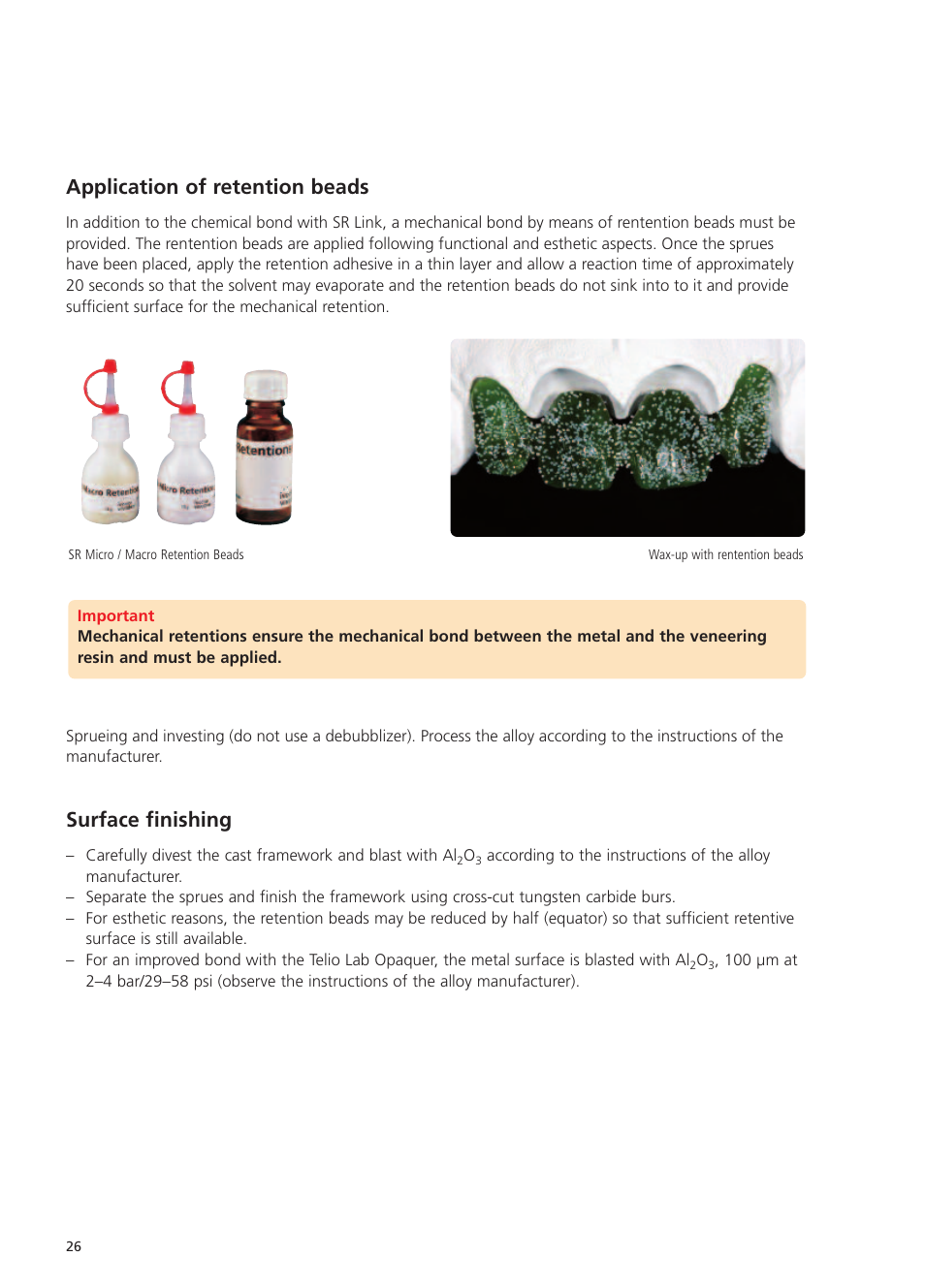 Application of retention beads, Surface finishing | Ivoclar Vivadent Telio Lab User Manual | Page 26 / 48