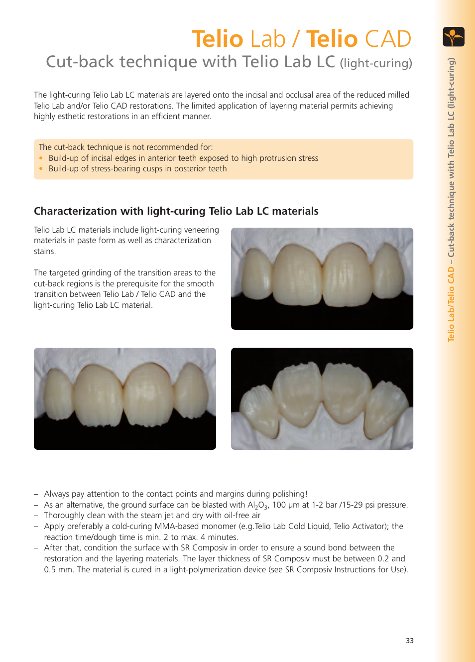 Telio lab / telio cad, Cut-back technique with telio lab lc, Light-curing) | Ivoclar Vivadent Telio Lab User Manual | Page 33 / 48