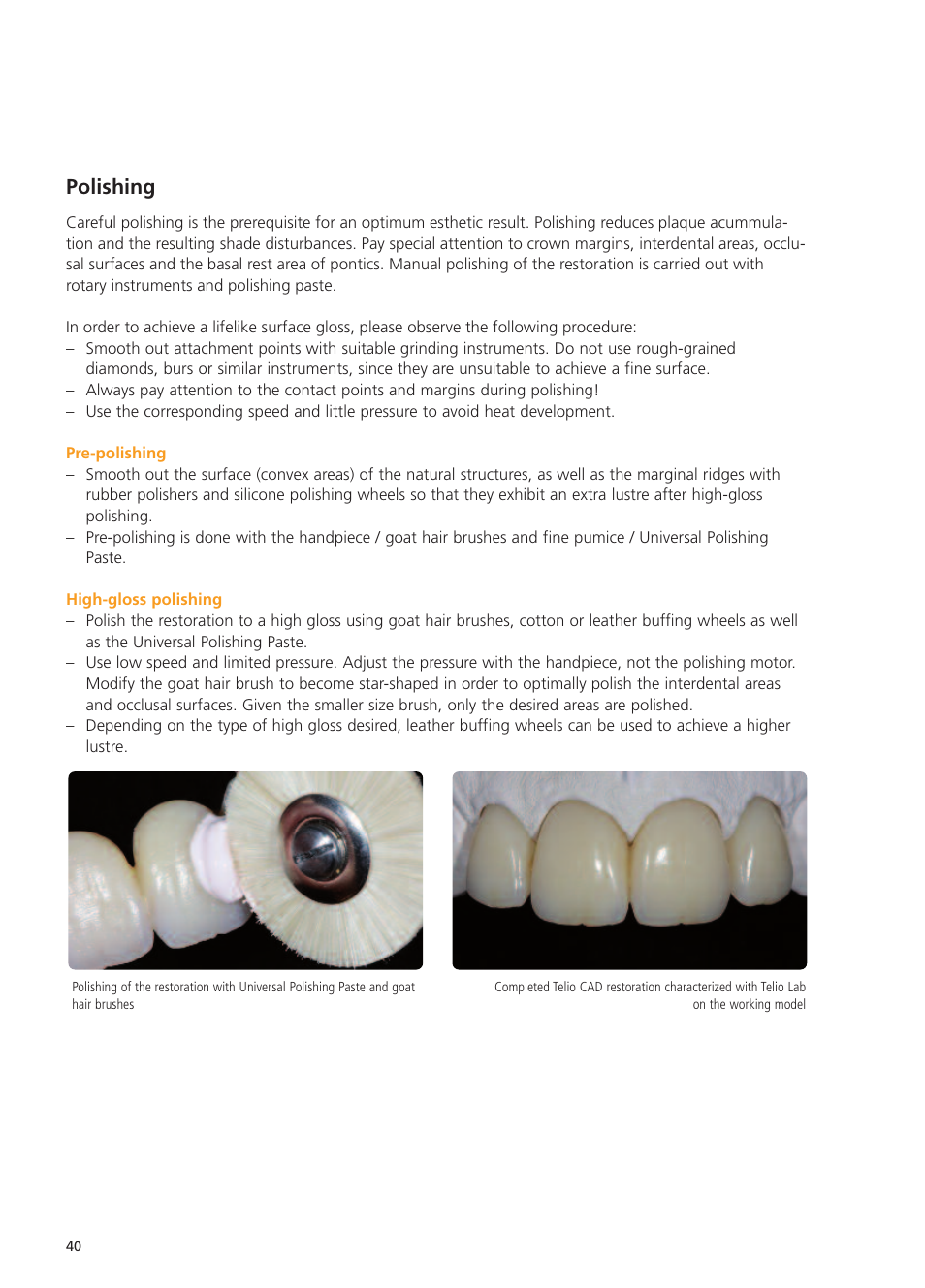 Polishing | Ivoclar Vivadent Telio Lab User Manual | Page 40 / 48