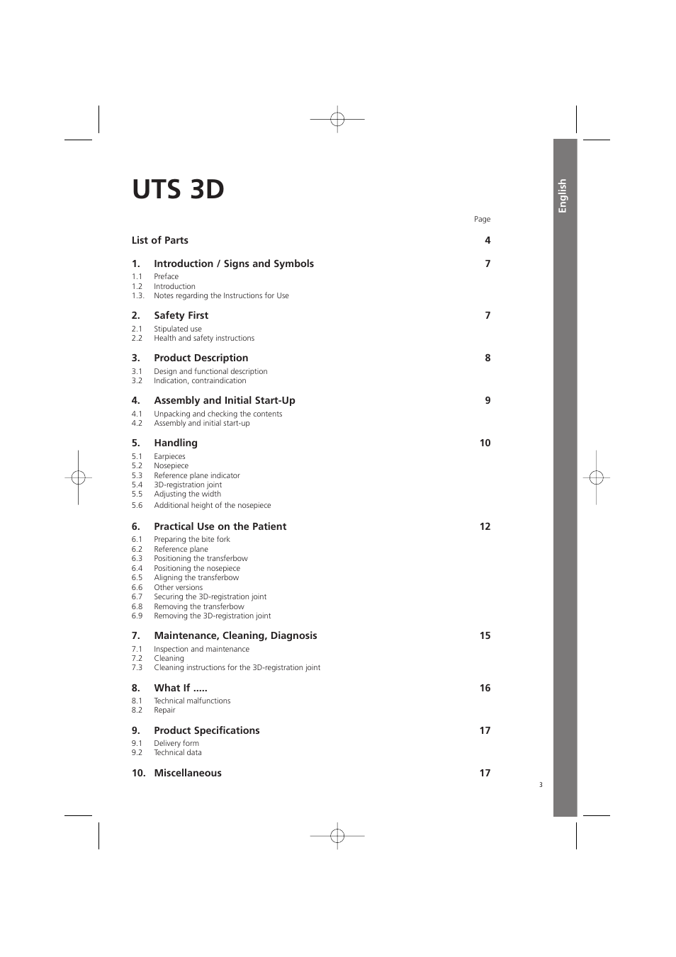 English, Uts 3d | Ivoclar Vivadent UTS 3D User Manual | Page 3 / 100