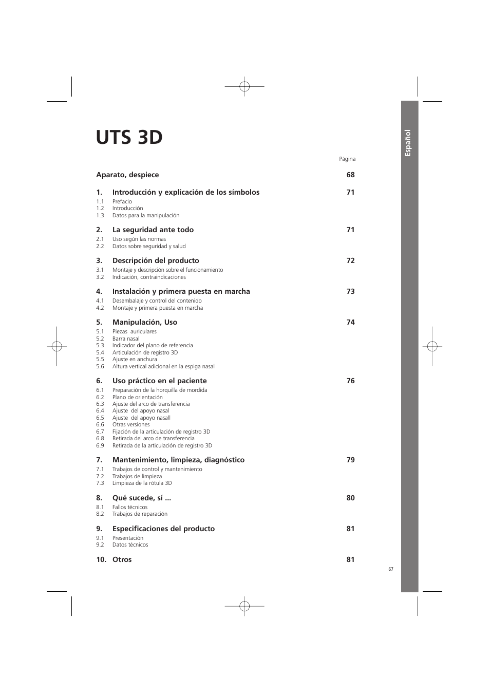 Español, Uts 3d | Ivoclar Vivadent UTS 3D User Manual | Page 67 / 100