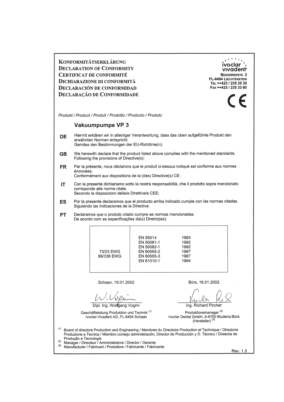 Ivoclar Vivadent VP3 User Manual | Page 2 / 16