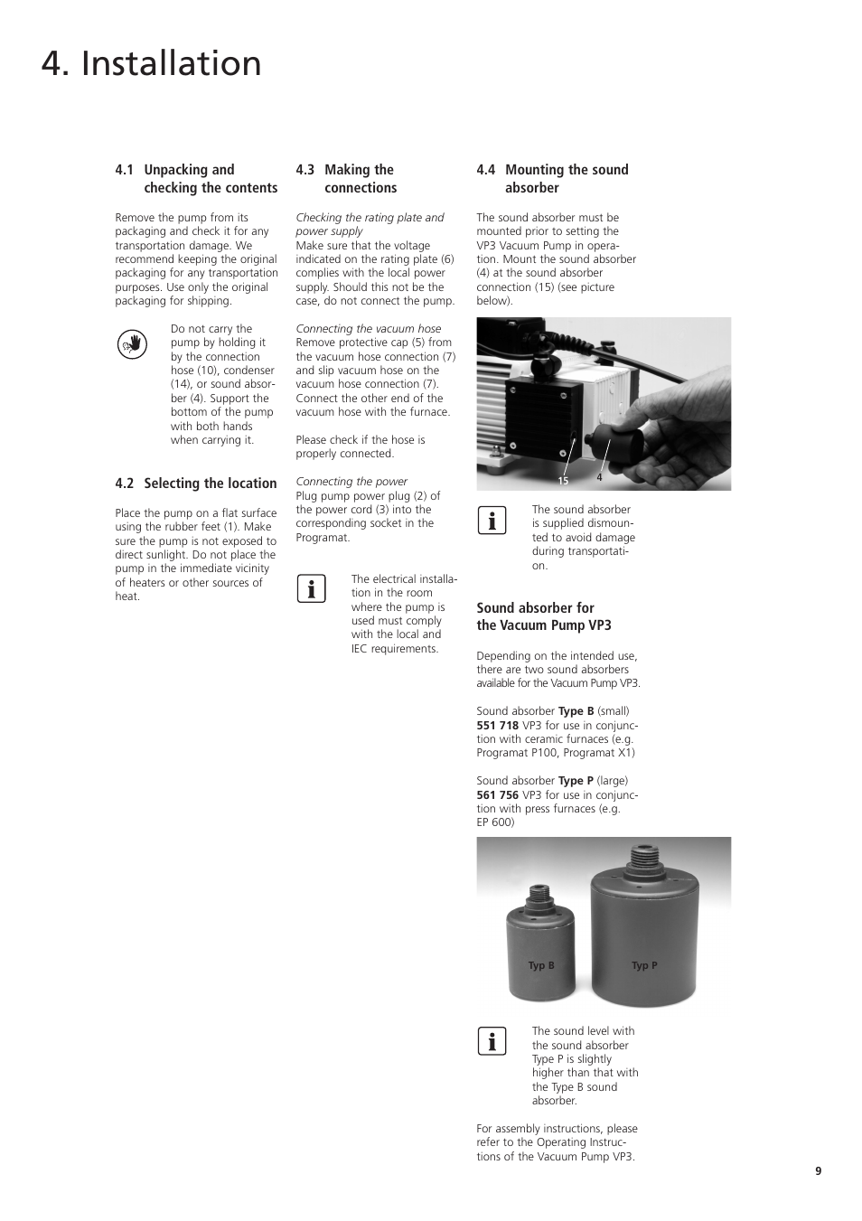 Installation | Ivoclar Vivadent VP3 User Manual | Page 9 / 16
