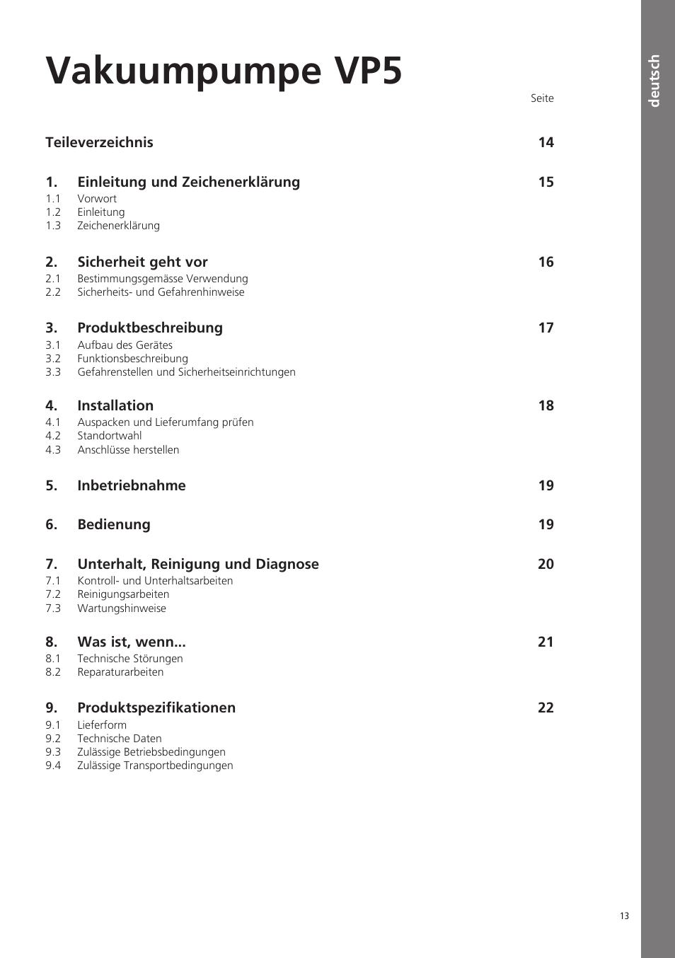Deutsch, Vakuumpumpe vp5 | Ivoclar Vivadent VP5 User Manual | Page 13 / 64