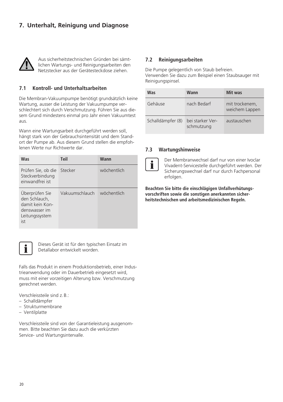 Unterhalt, reinigung und diagnose | Ivoclar Vivadent VP5 User Manual | Page 20 / 64