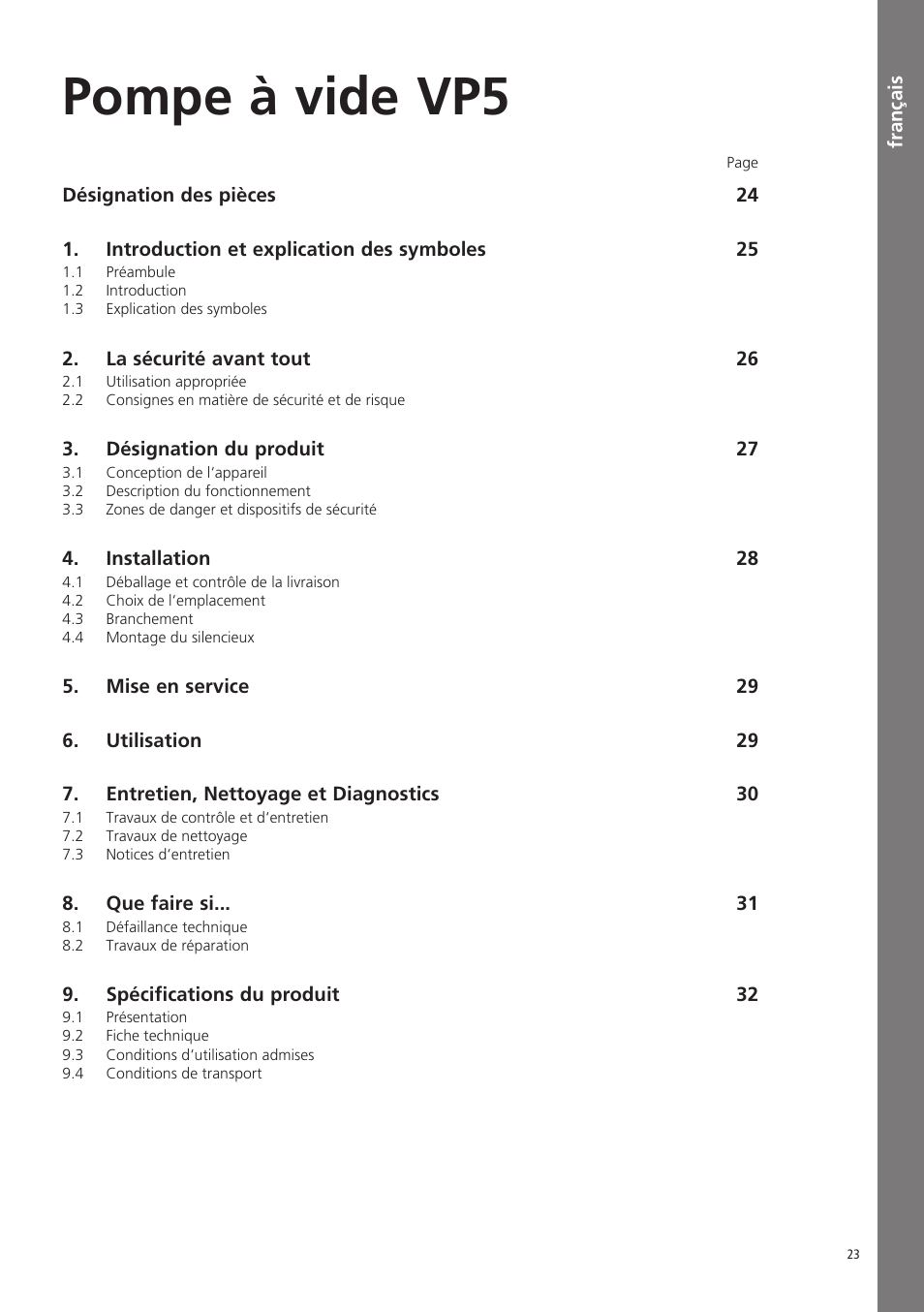 Français, Pompe à vide vp5 | Ivoclar Vivadent VP5 User Manual | Page 23 / 64