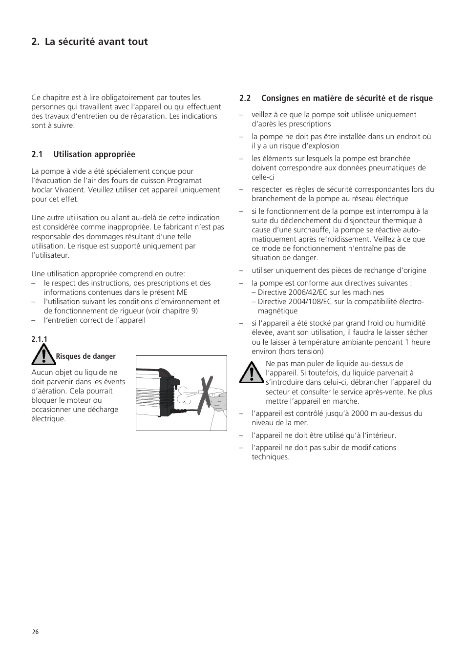 La sécurité avant tout | Ivoclar Vivadent VP5 User Manual | Page 26 / 64