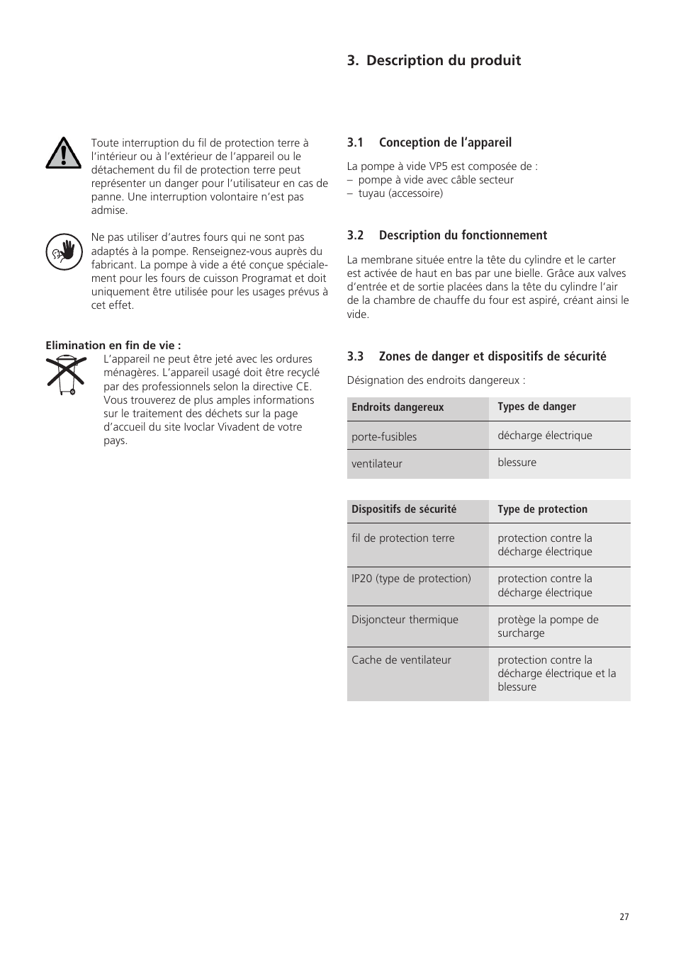 Description du produit | Ivoclar Vivadent VP5 User Manual | Page 27 / 64