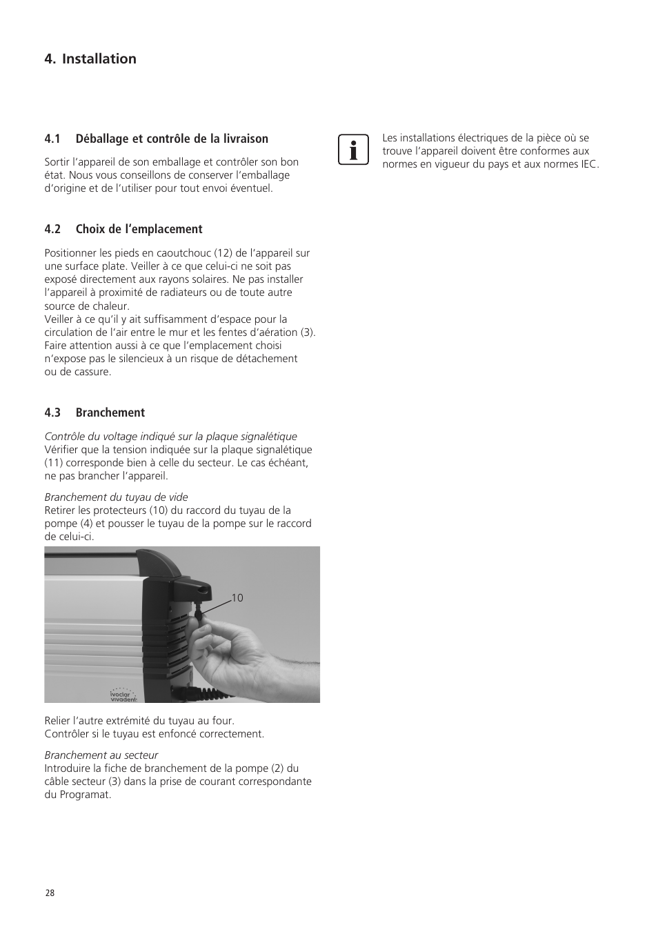 Installation | Ivoclar Vivadent VP5 User Manual | Page 28 / 64