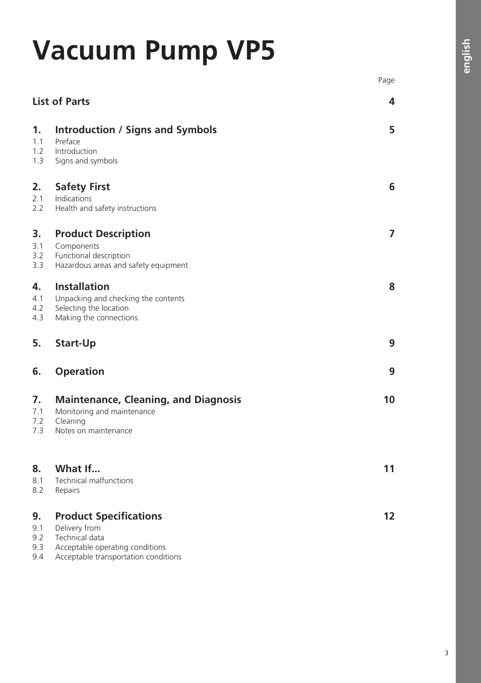 English, Vacuum pump vp5 | Ivoclar Vivadent VP5 User Manual | Page 3 / 64